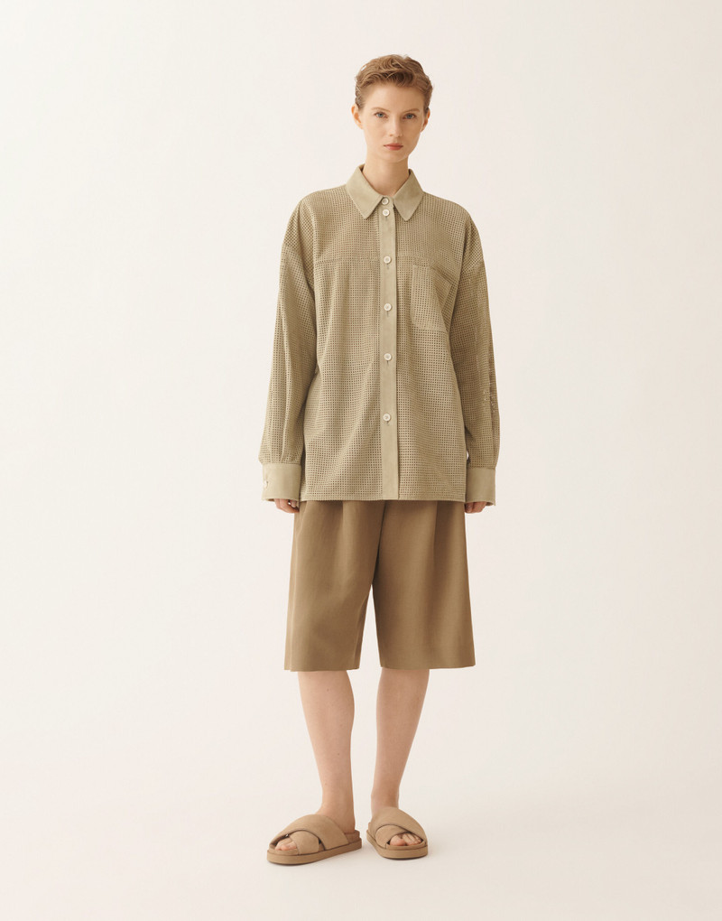 Shirt in perforated suede 3