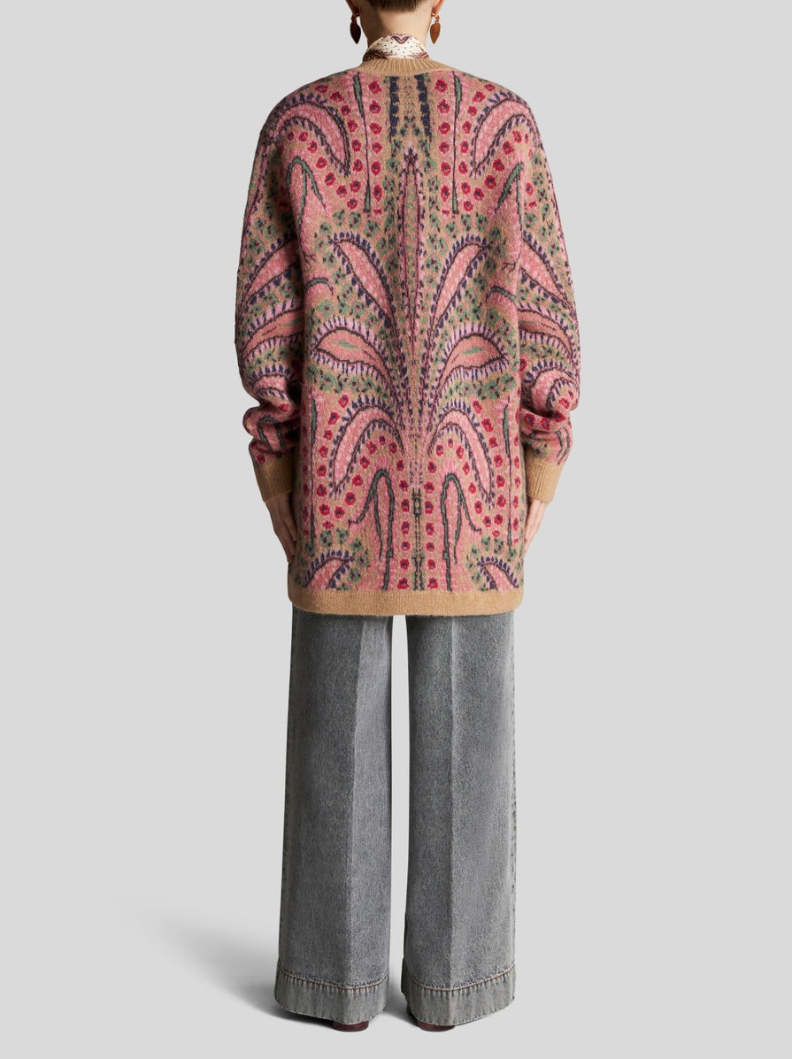 ROUND NECK JACQUARD CARDIGAN - 5