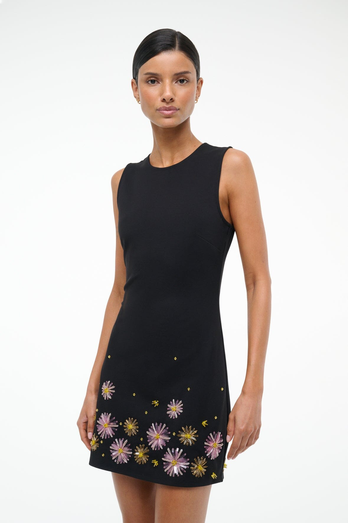 STAUD MERCER DRESS DAHLIA DAYDREAM BLACK - 5