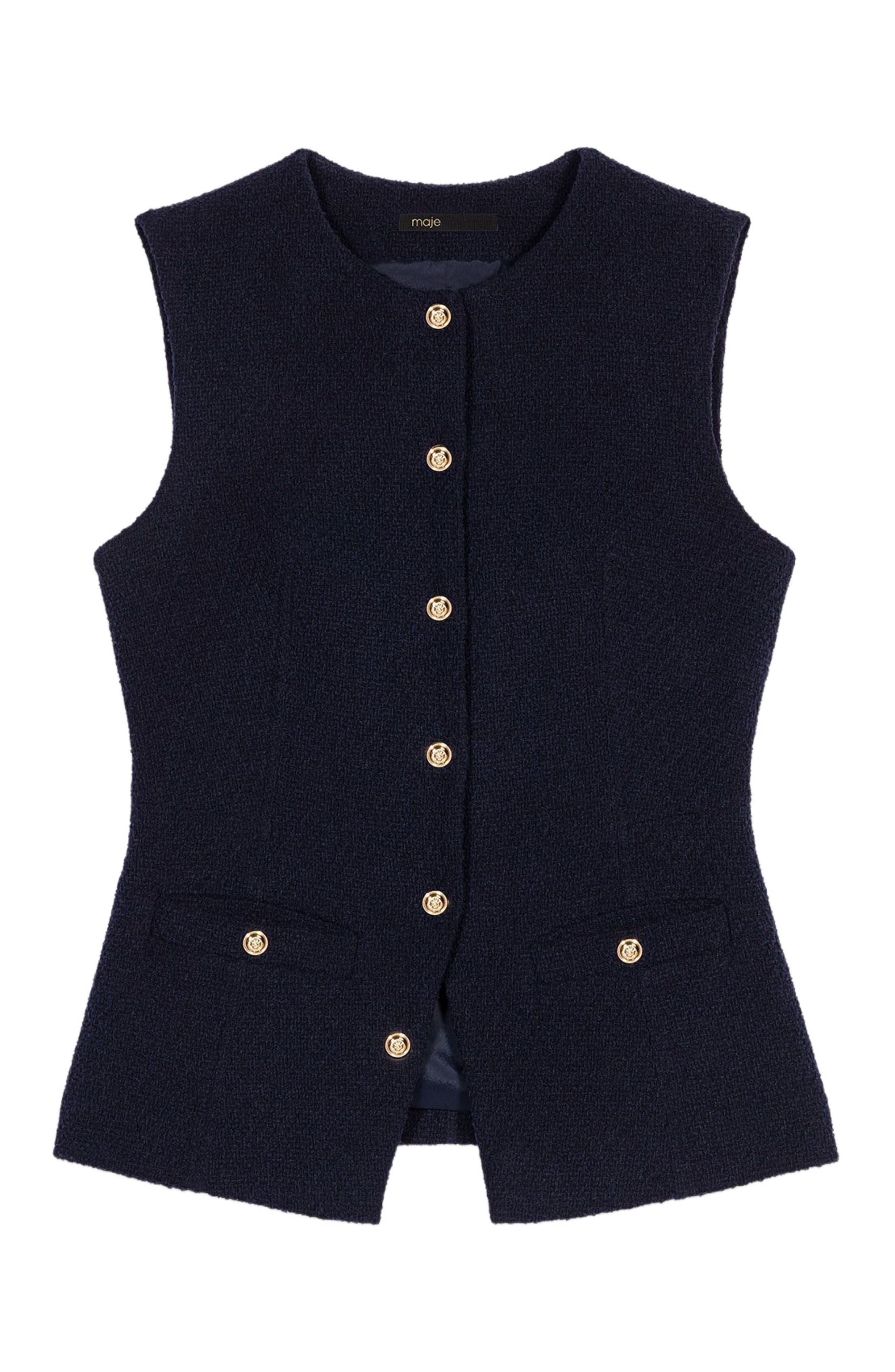 maje Sleeveless tweed jacket in Navy at Nordstrom - 7