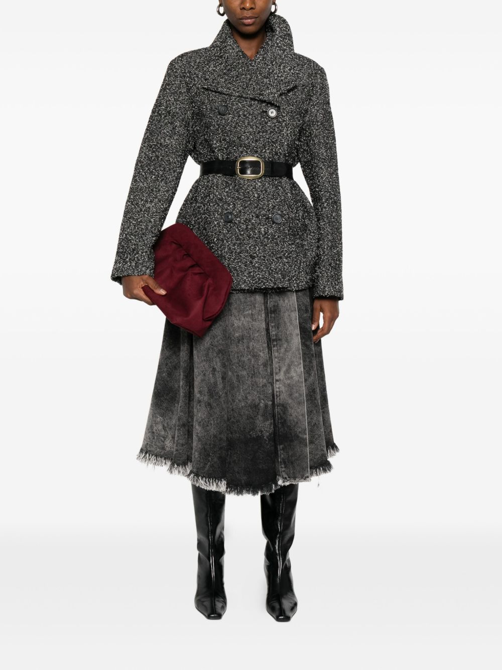 double-breasted speckled coat - 2