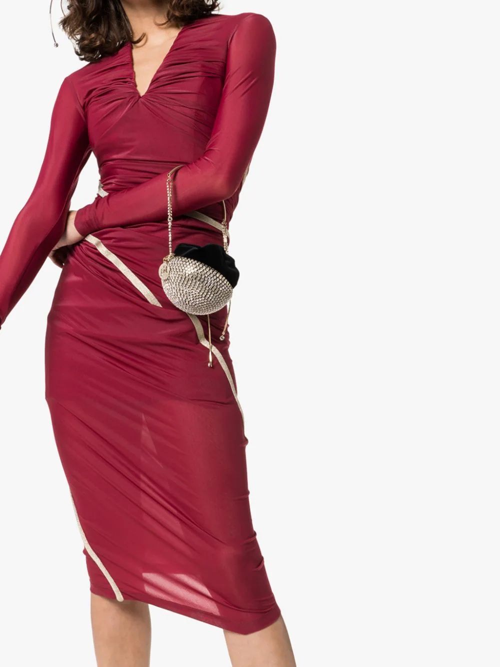 Fitted Draped Maxi Dress - 5