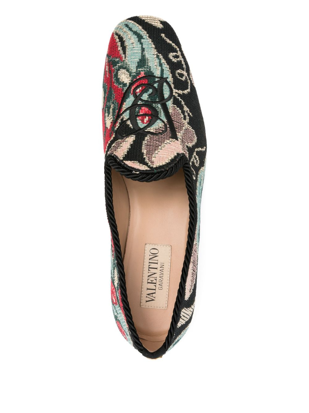 floral-patterned rope-trimmed loafers - 4