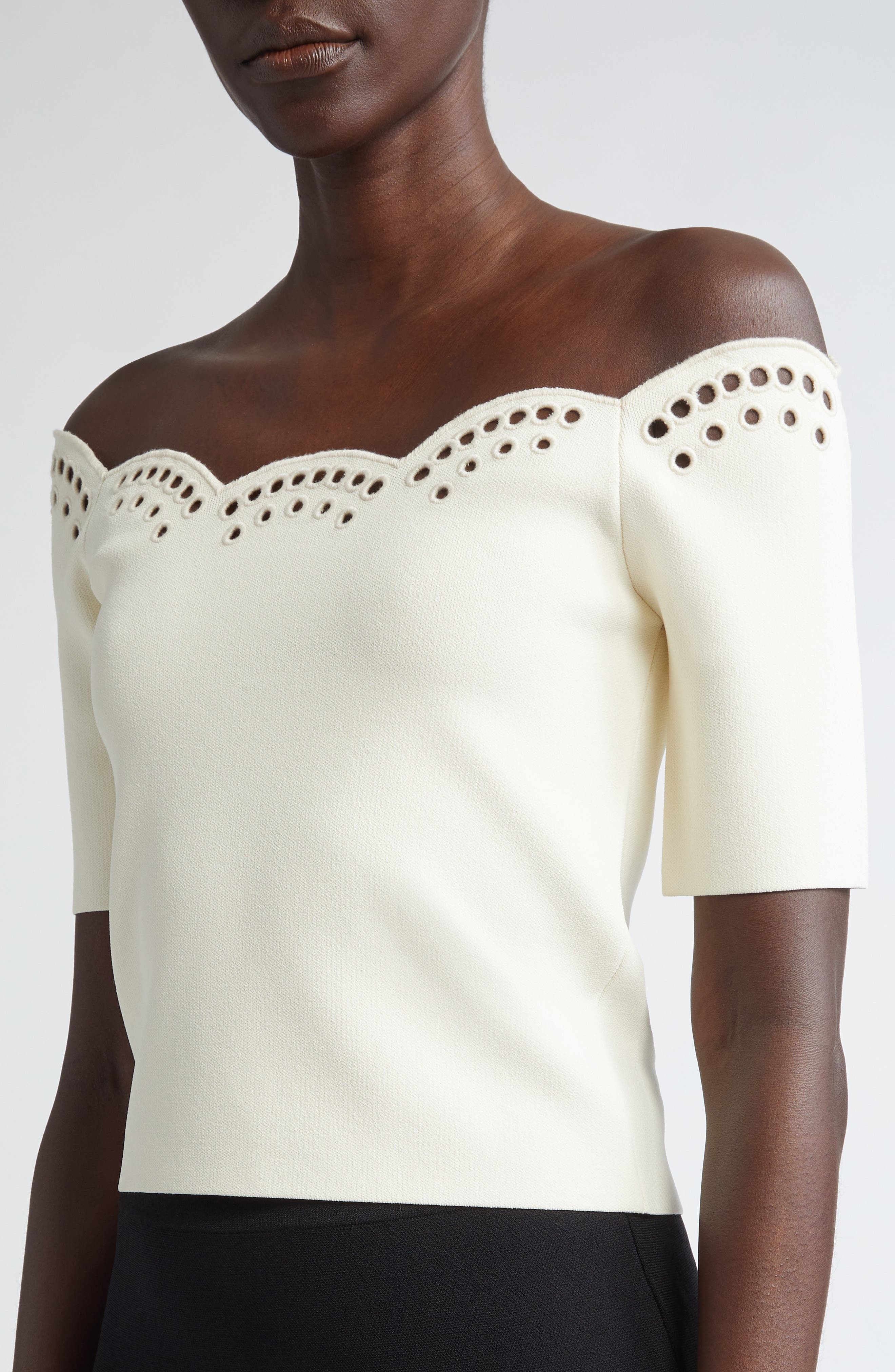 Altuzarra Posy Eyelet Embroidered Off the Shoulder Top in Ivory at Nordstrom - 5