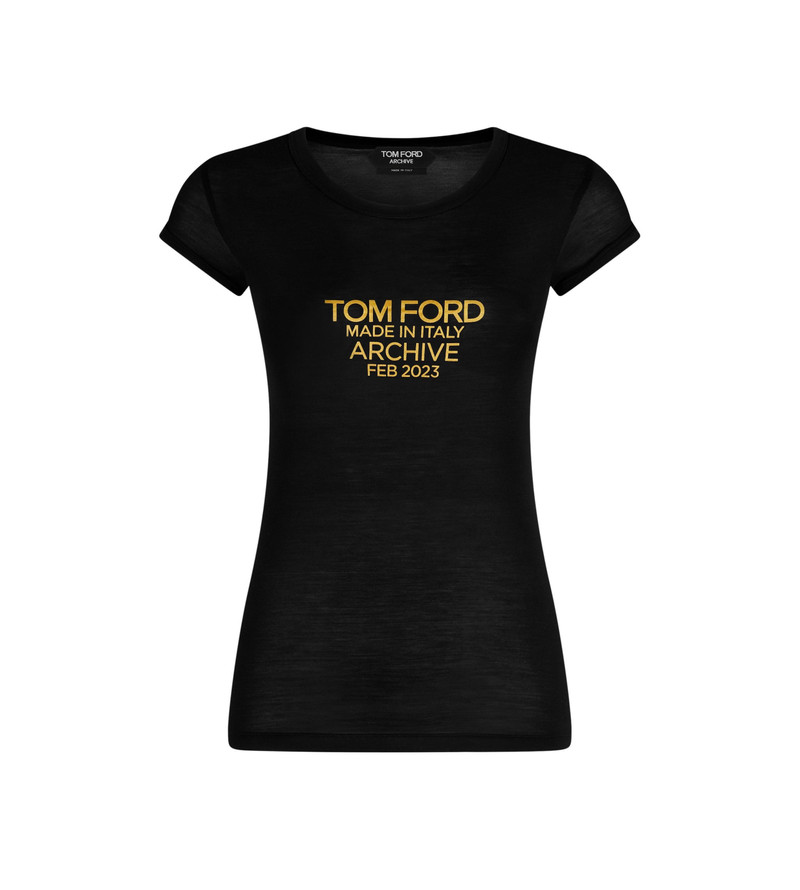 SILK JERSEY FITTED T-SHIRT WITH TOM FORD ARCHIVE LOGO 1