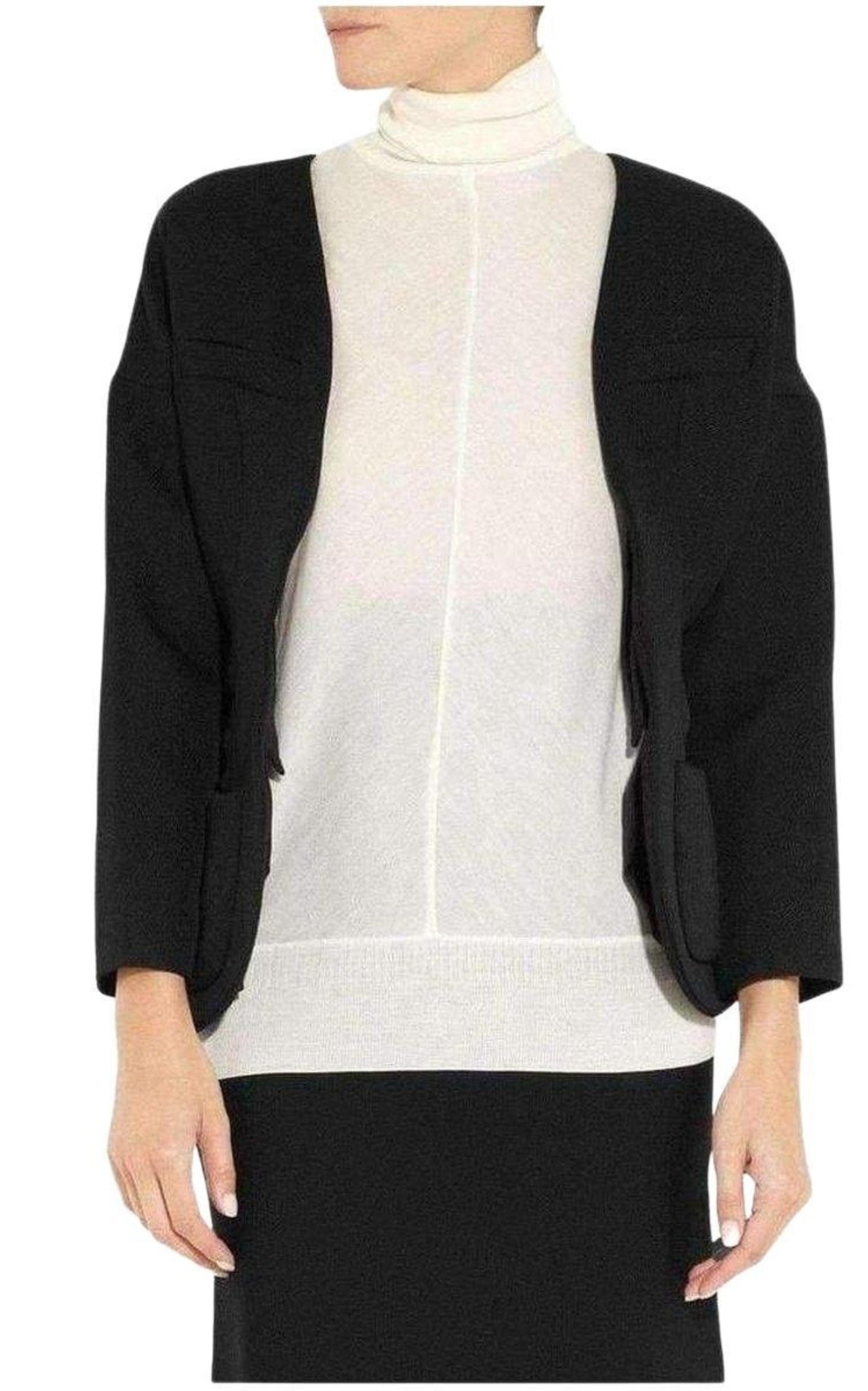 Wool Open Front Blazer Jacket - 4