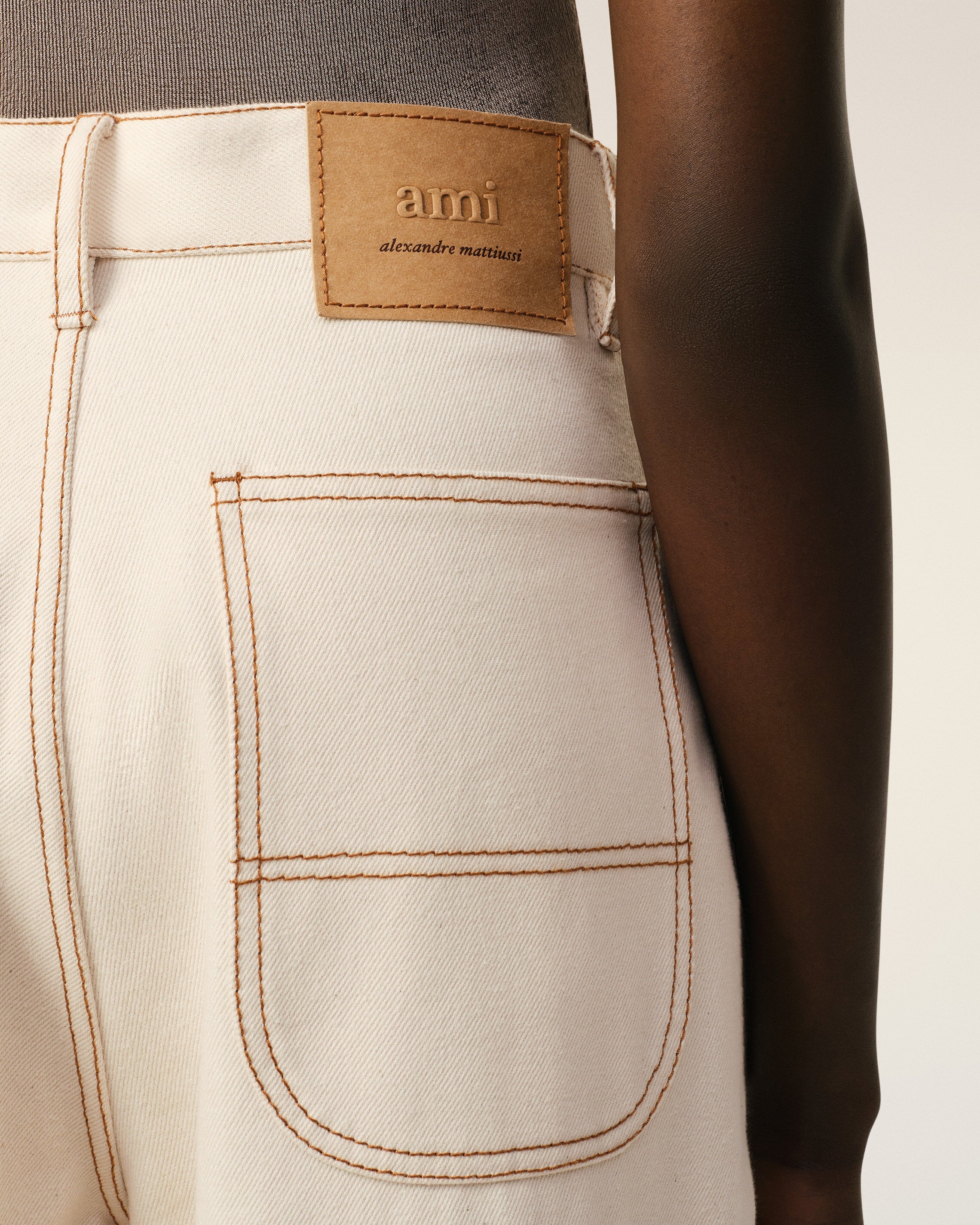 BEIGE COTTON CARGO WIDE FIT JEANS - 5