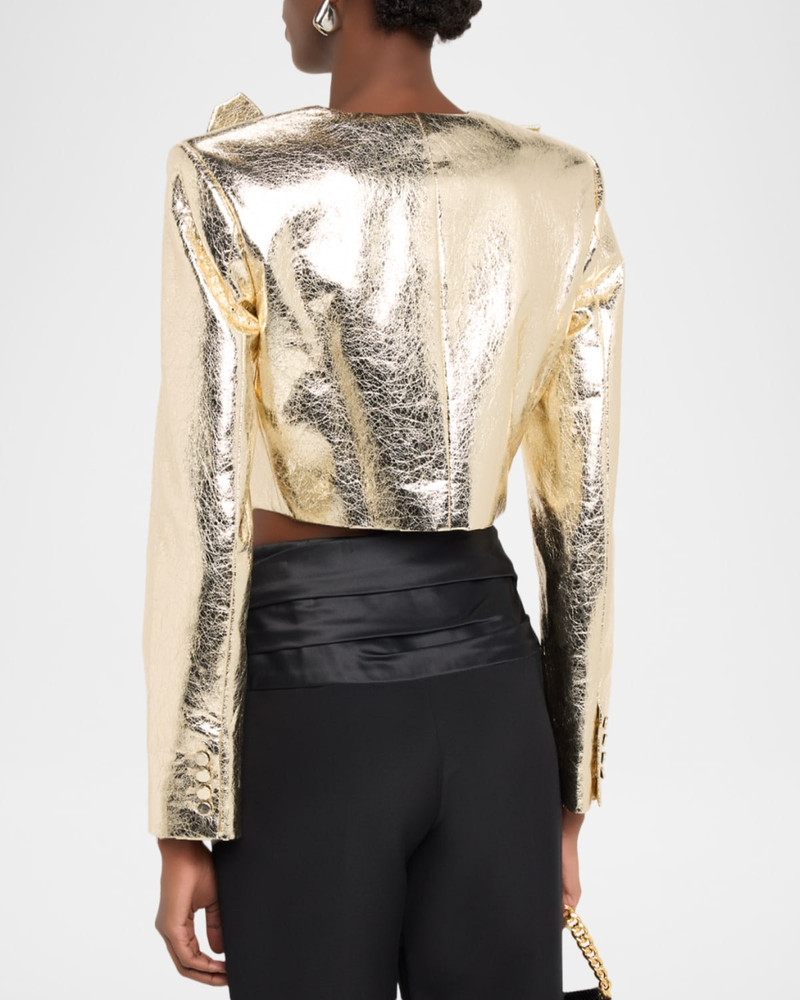 Signe Metallic Jacket with Flower Appliqué 3