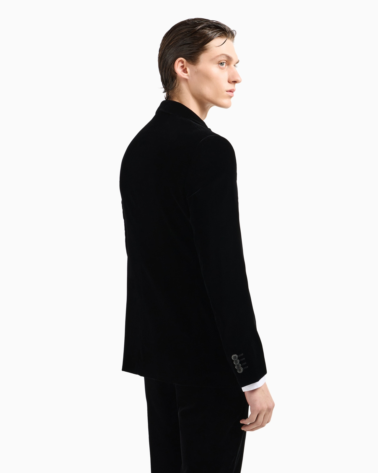 Icon George line single-breasted stretch-velvet jacket - 3