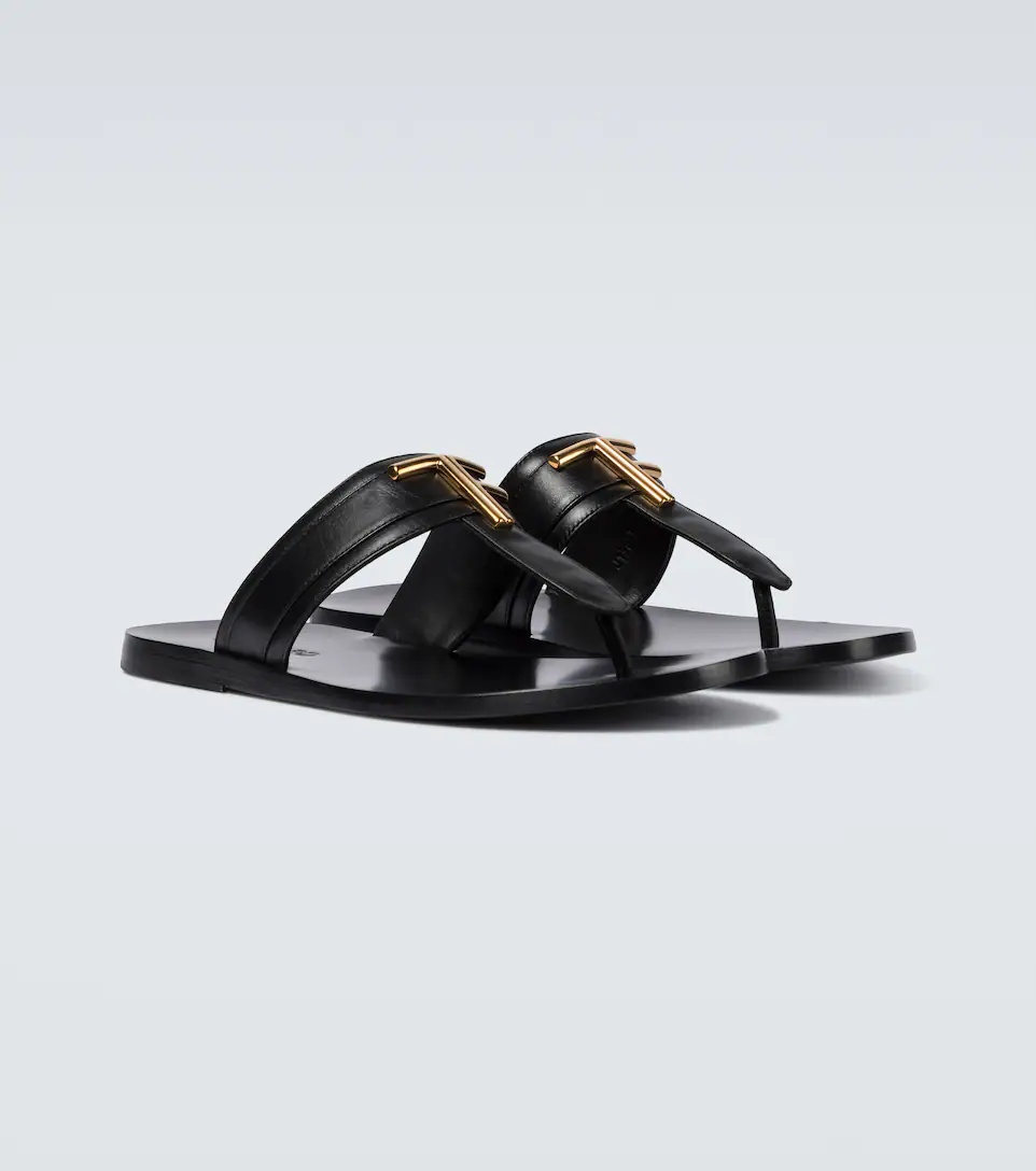 Leather thong sandals - 5