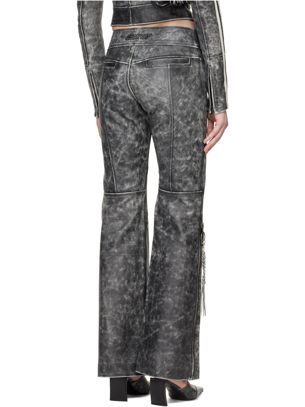 Black Nihil Moto Leather Pants - 3