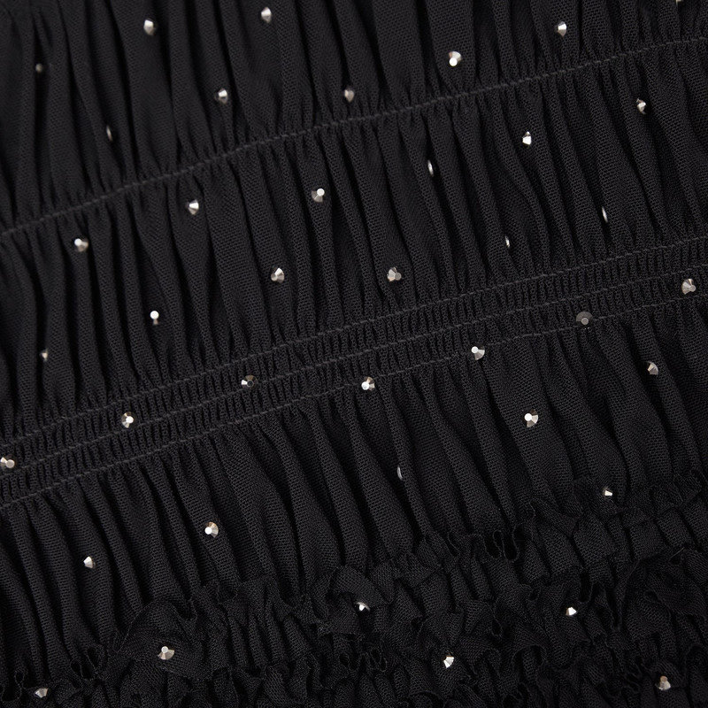 Black Mesh Rhinestone Top 7