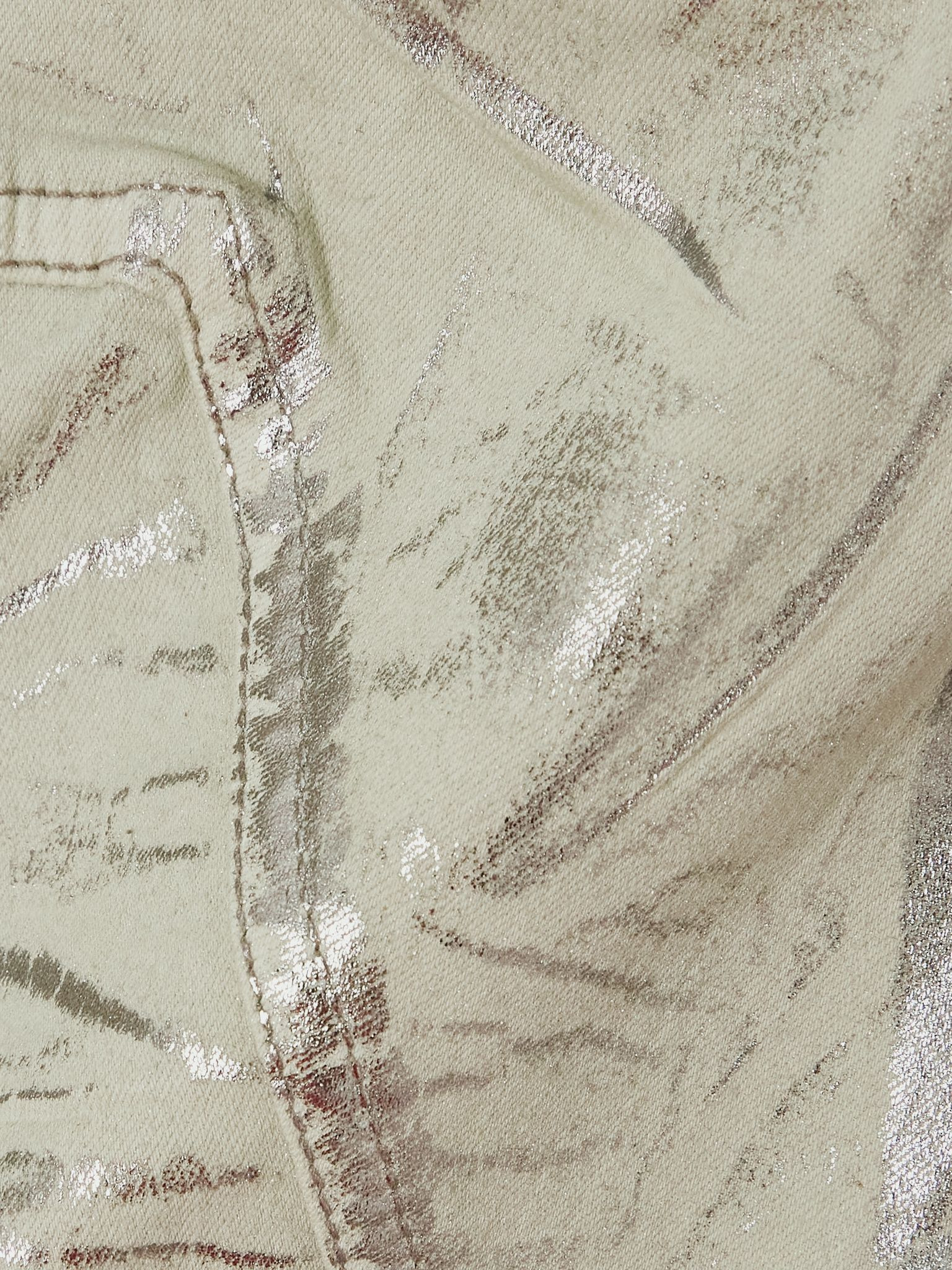 Strapless frayed metallic denim bustier top Metallic - 4