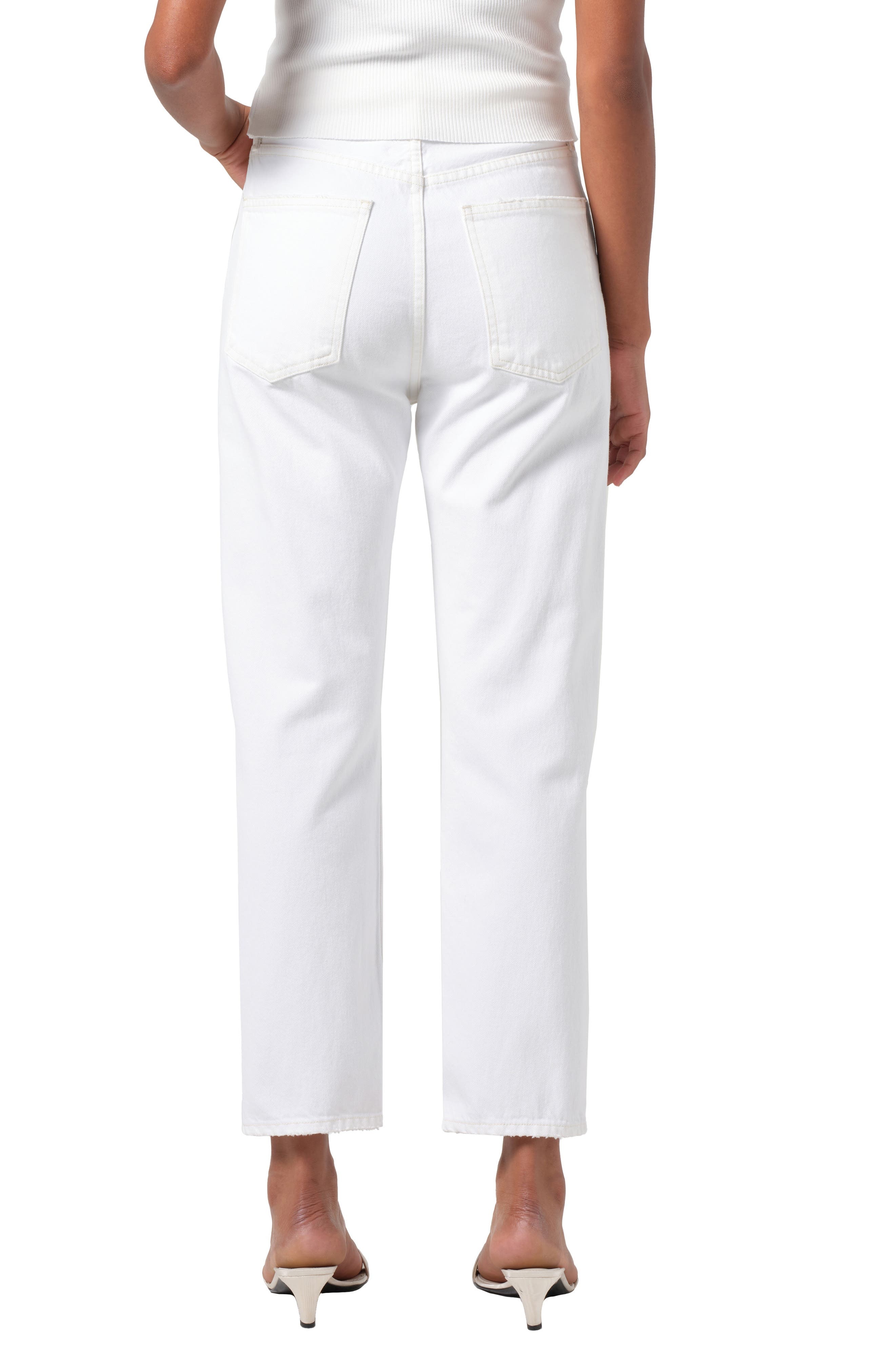 AGOLDE '90s Pinch Waist High Waist Crop Straight Leg Jeans in Marshmallow (Clean White) at Nordstrom - 2