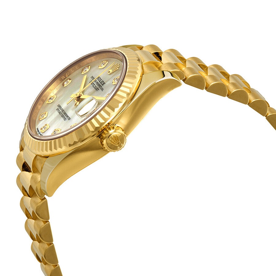 Rolex Datejust 31 Mother of Pearl Diamond Dial Ladies 18kt Yellow Gold President Watch 278278MDP - 2