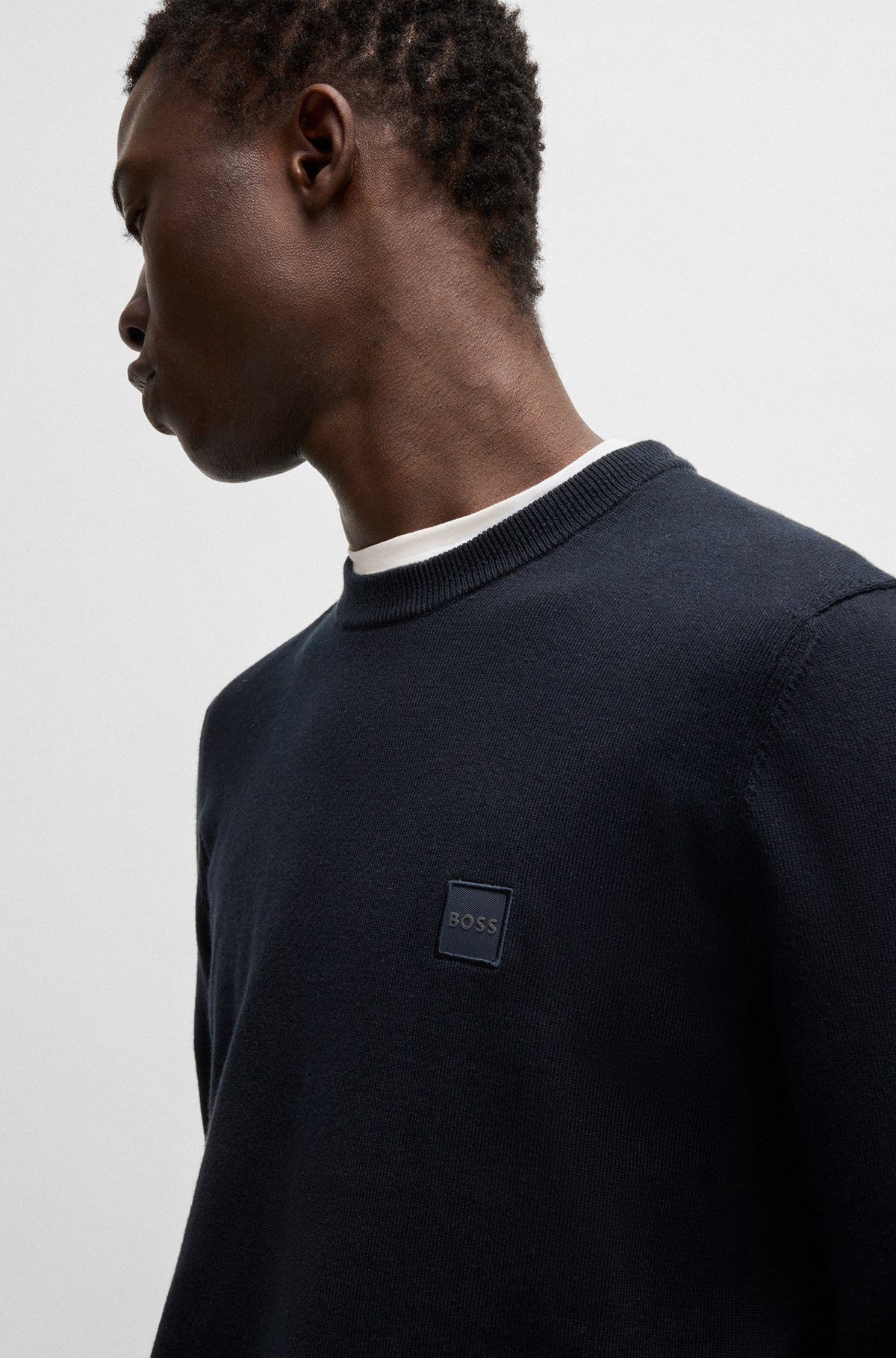 COTTON-CASHMERE REGULAR-FIT SWEATER WITH LOGO PATCH - 3