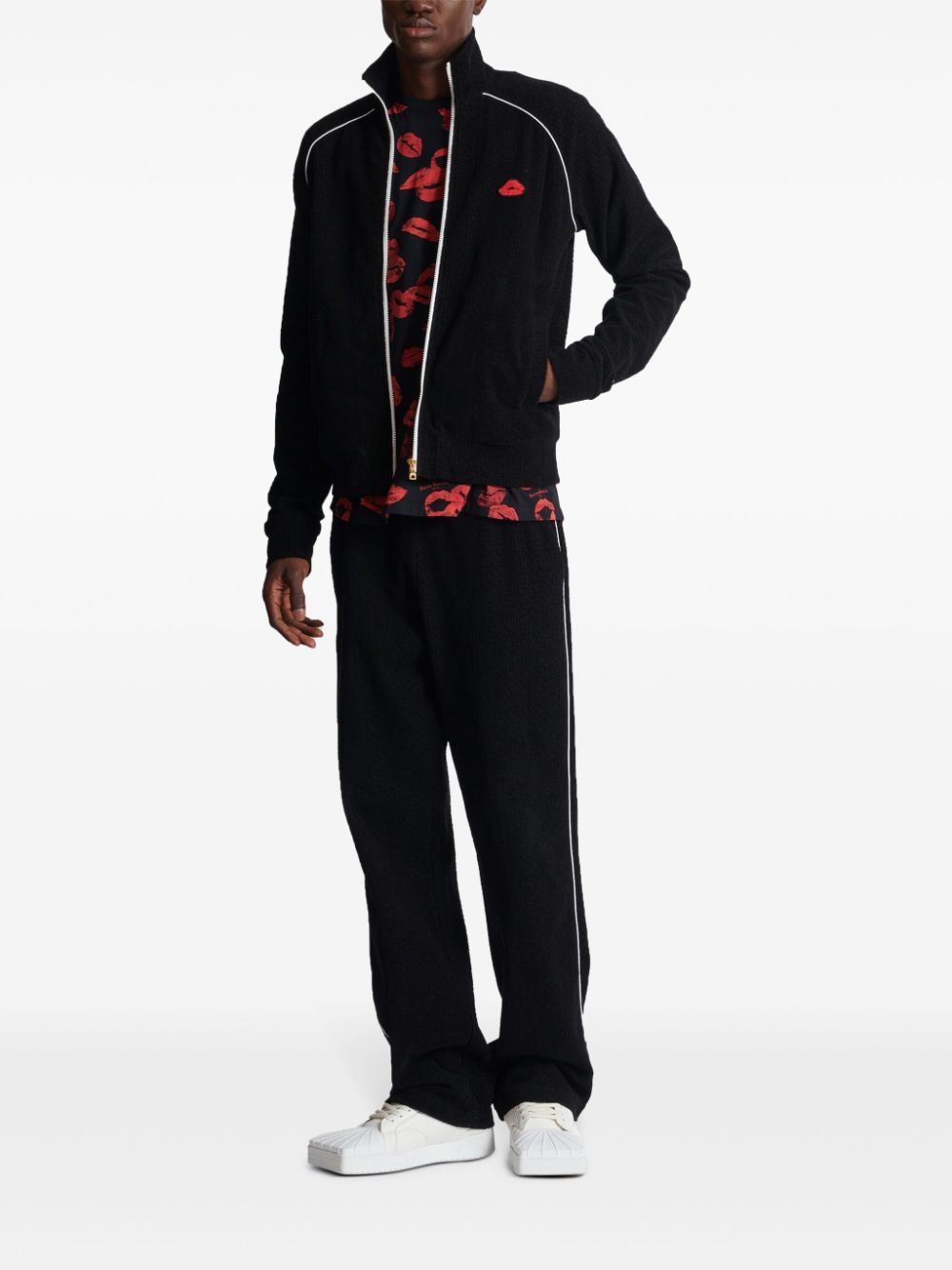 kiss-monogram jersey tracking jacket - 1