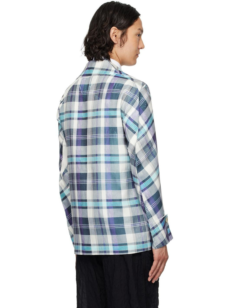 Blue & Gray Twill Garment Printed Blazer 3