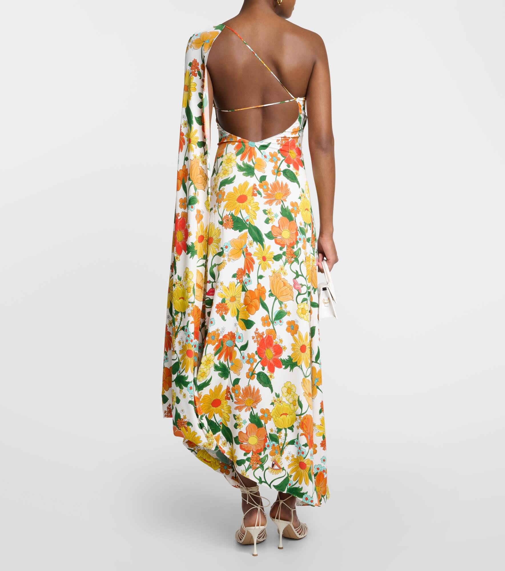 Caped one-shoulder cady gown - 3