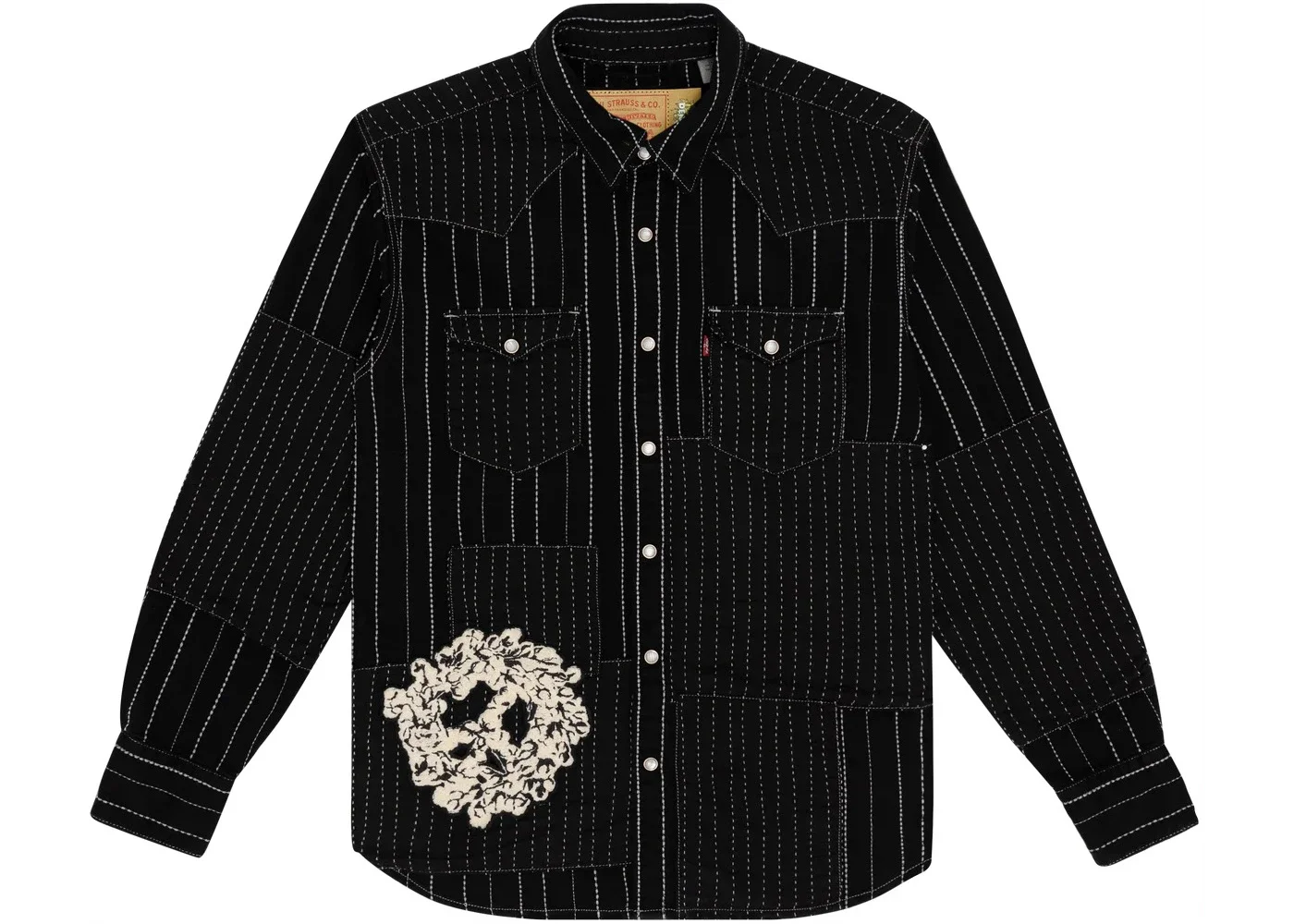 Denim Tears Peace Patchwork Western Button Up Black - 1