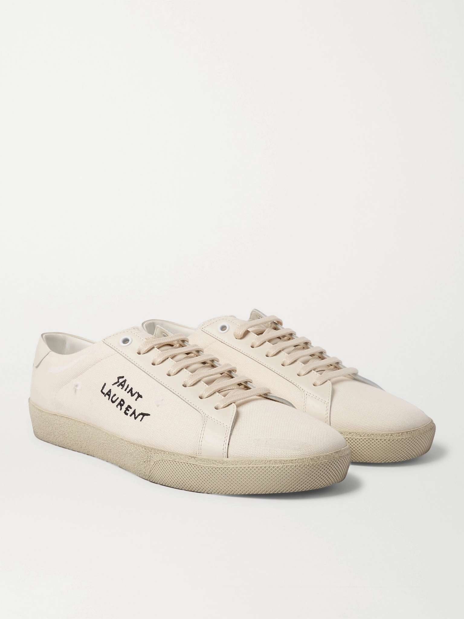 SL/06 Court Classic Leather-Trimmed Logo-Embroidered Distressed Canvas Sneakers - 4