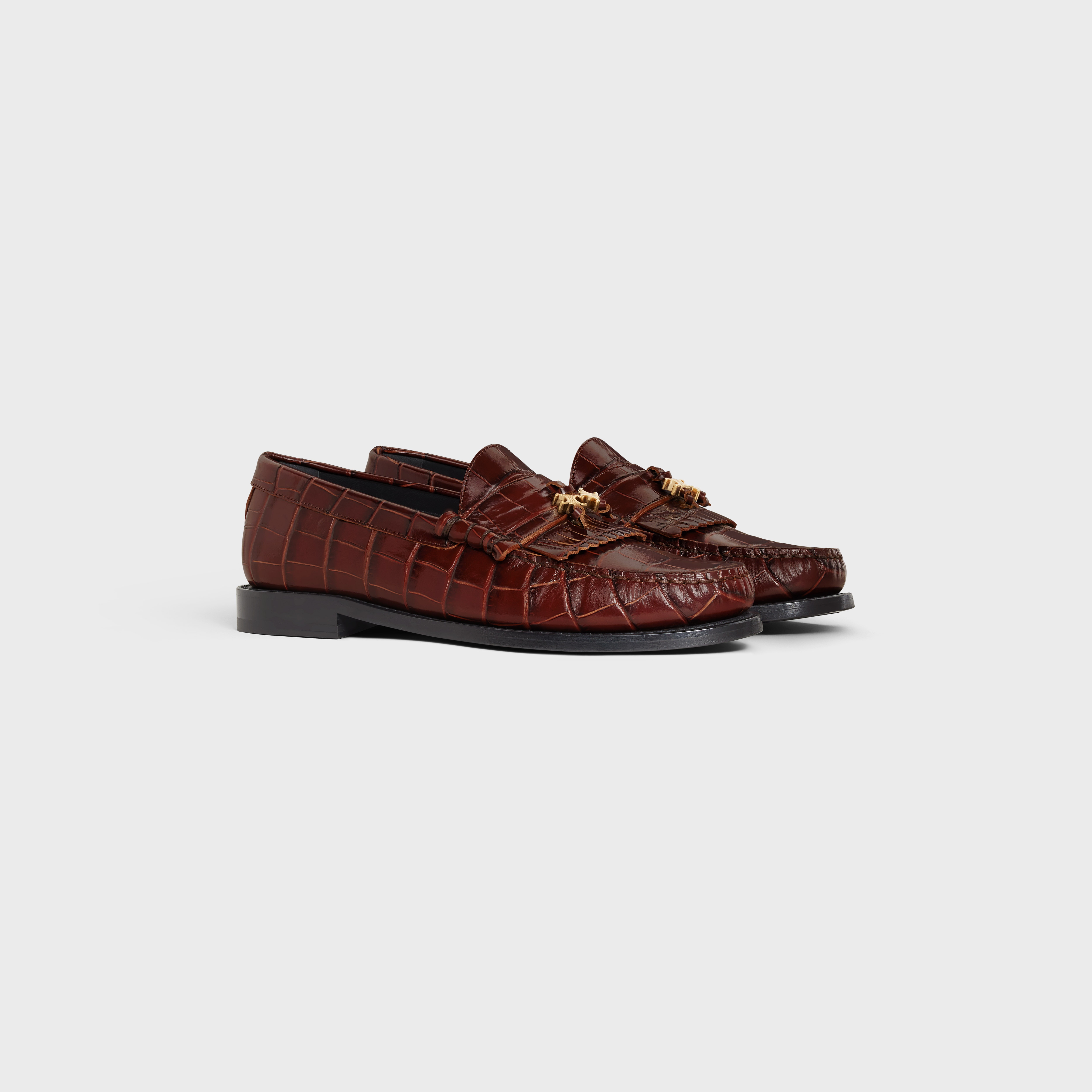CELINE LUCO LOAFER WITH TRIOMPHE TASSELS in CROCODILE STAMPED CALFSKIN - 2