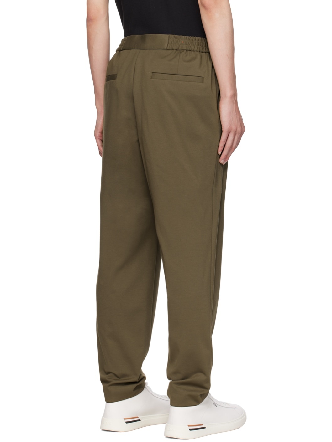 Khaki Elasticized Trousers - 3