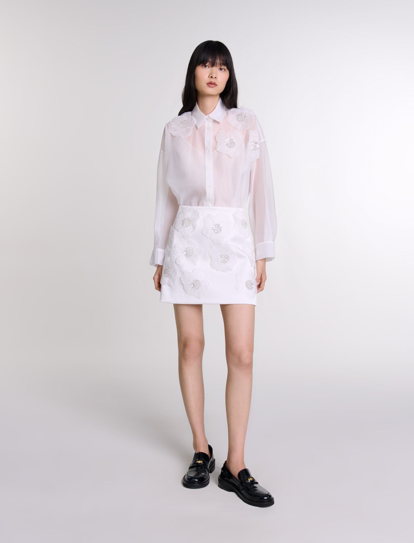 Beaded satin floral skirt - 2