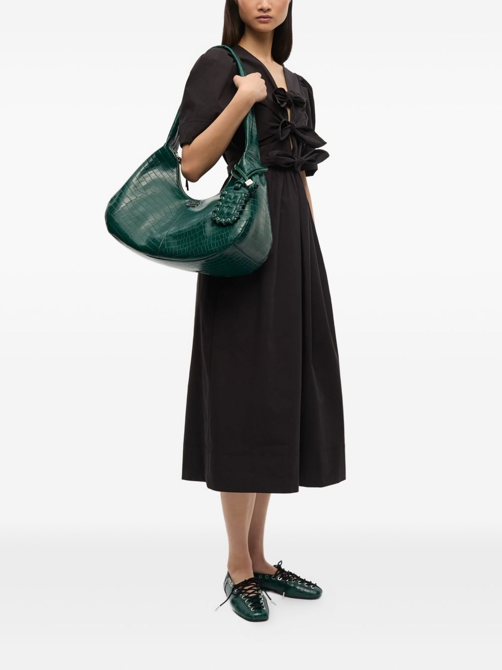 crocodile-embossed shoulder bag - 2