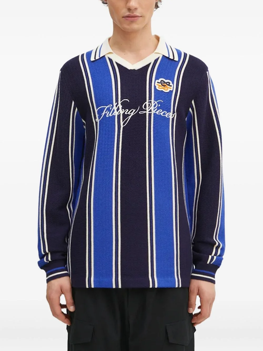 striped polo-neck sweater - 1