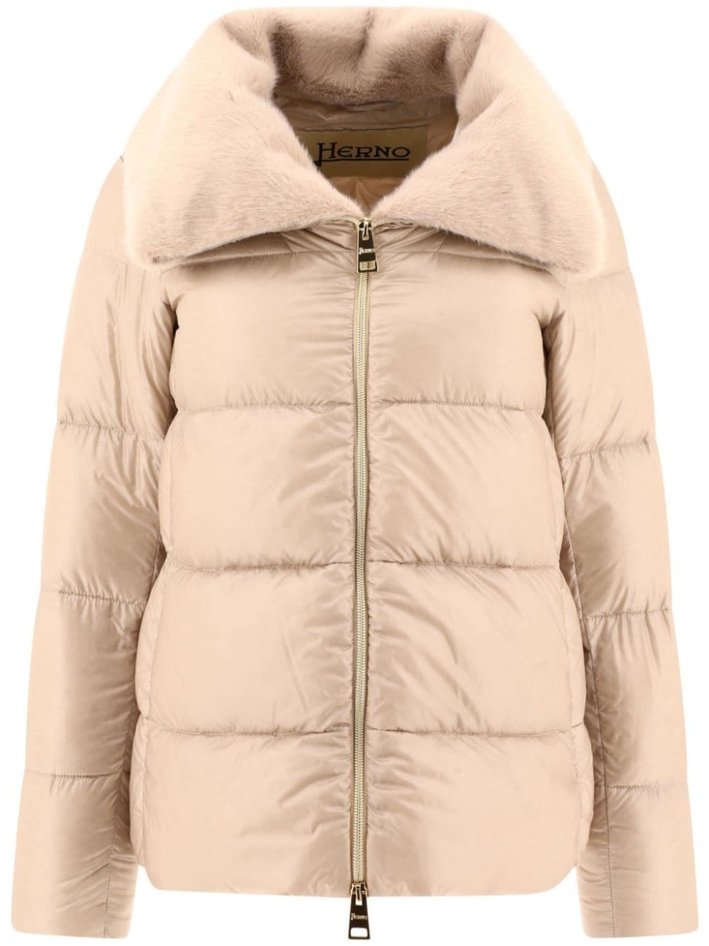 faux-fur collar quilted jacket - 1