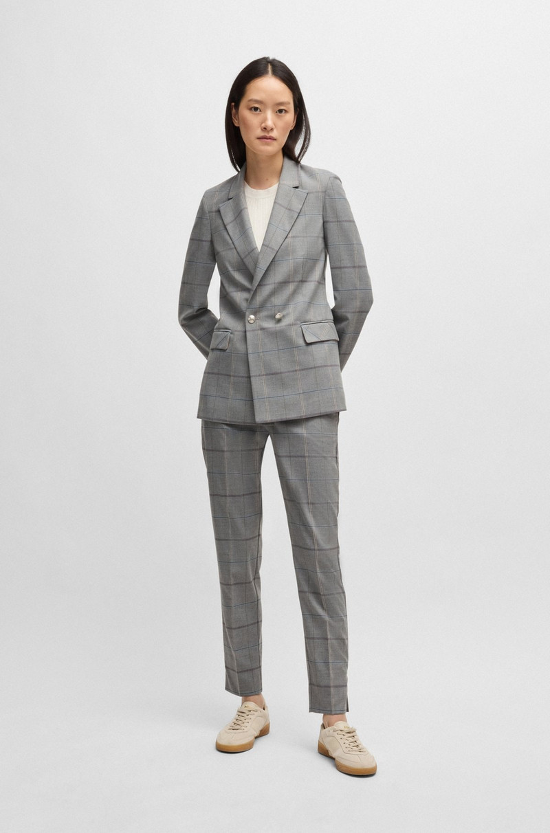 BOSS DOUBLE-BREASTED JACKET IN CHECKED STRETCH FABRIC outlook