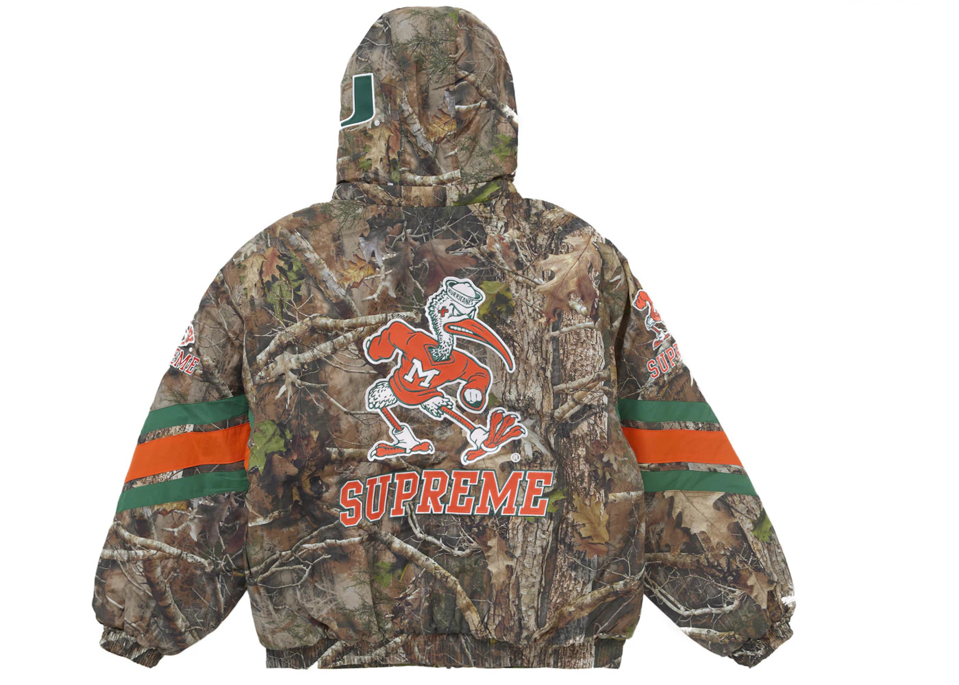 Supreme Mitchell & Ness NCAA Hooded Stadium Jacket Woodland Camo - 3