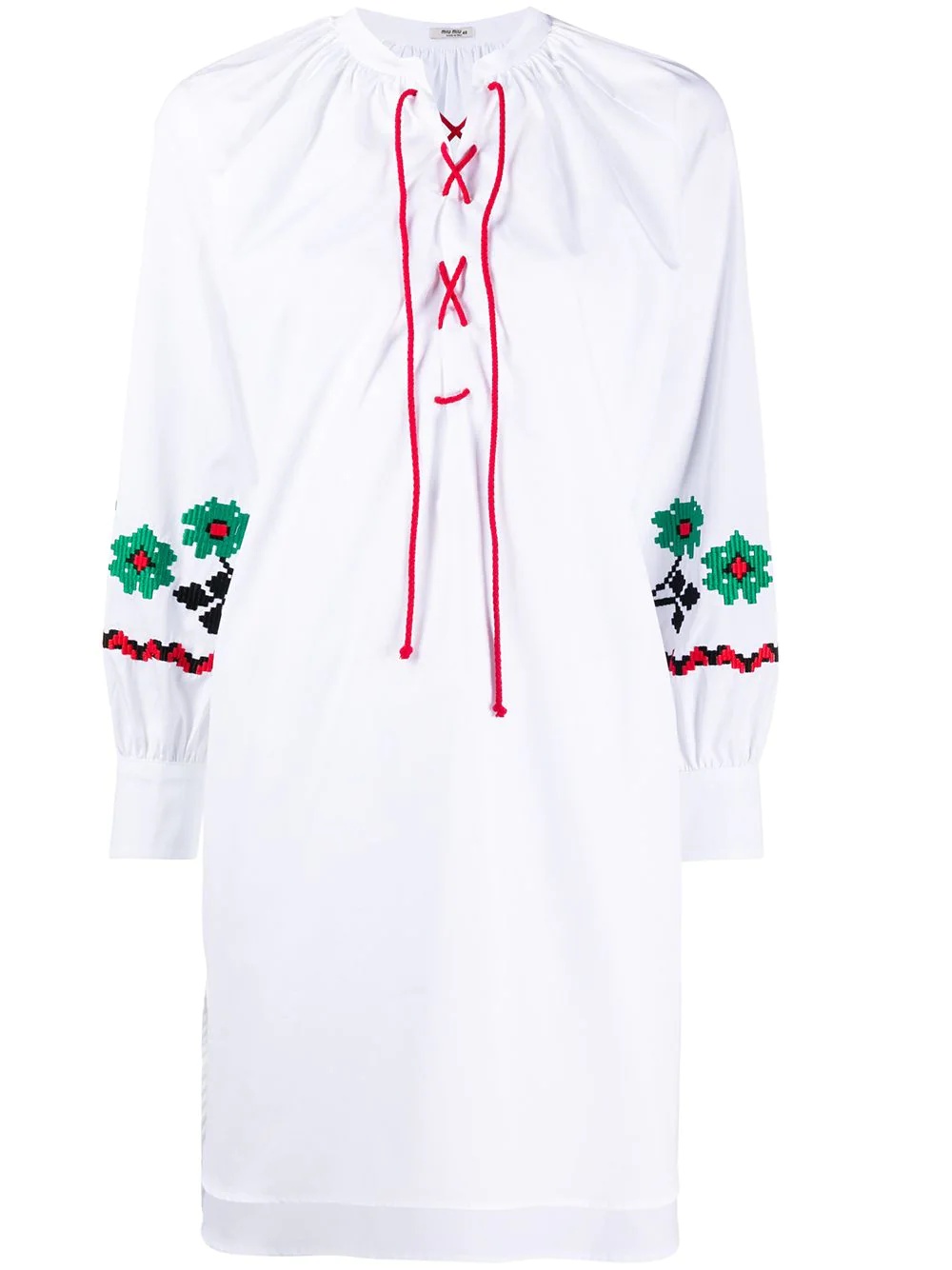 drawstring floral embroidered tunic - 1
