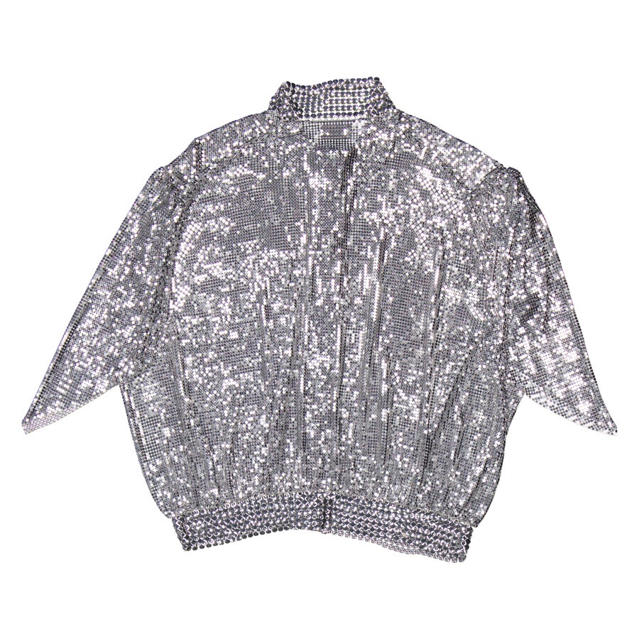 Rabanne Ladies Silver Chainmail Crop Top - 2