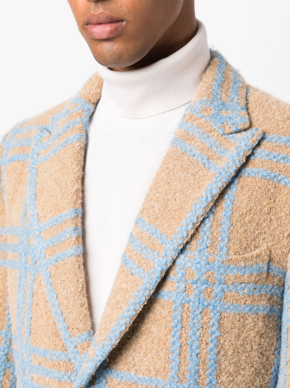 checked single-breasted coat - 5