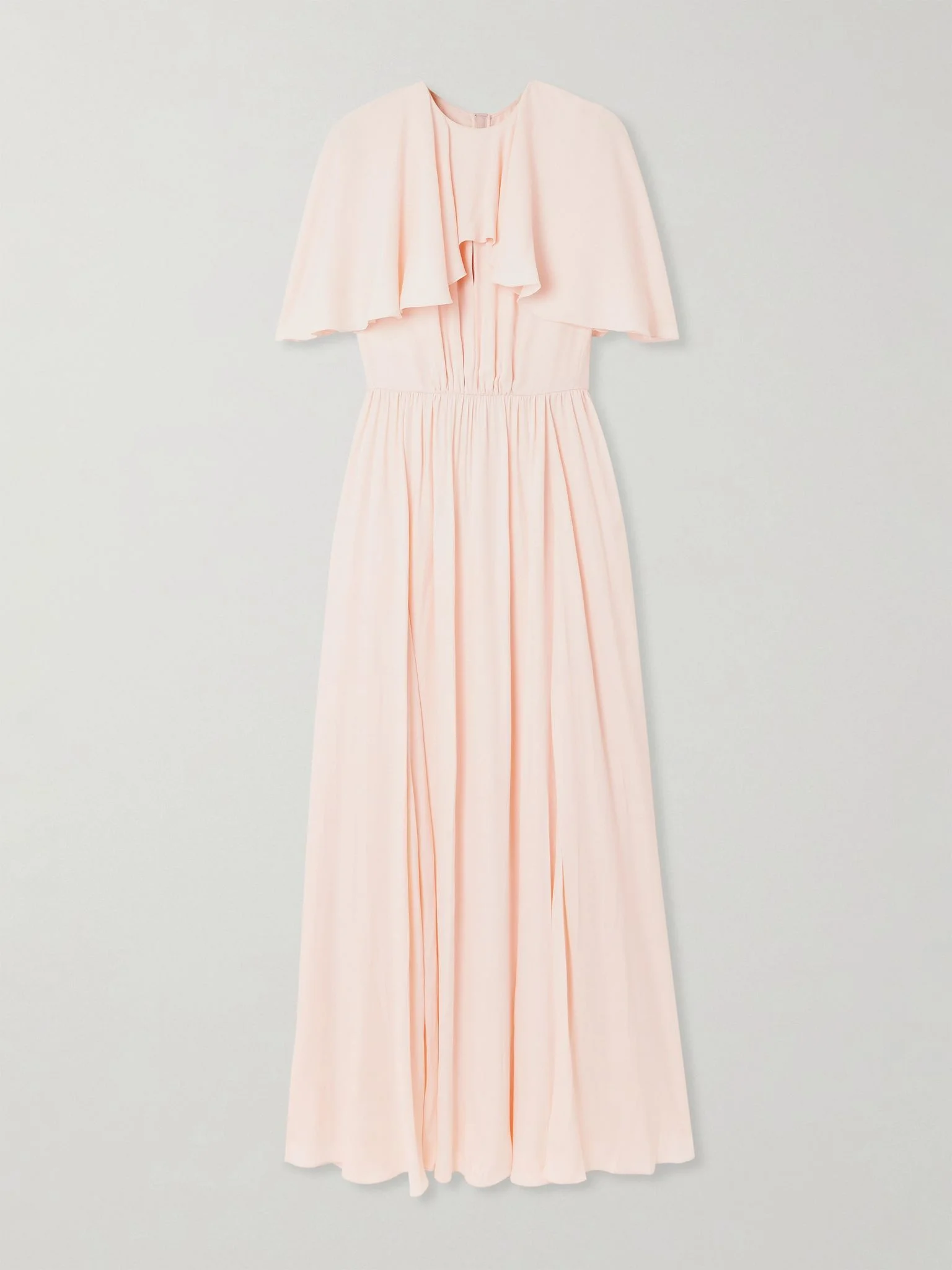 Cape-effect pleated crepe midi dress Blush - 1