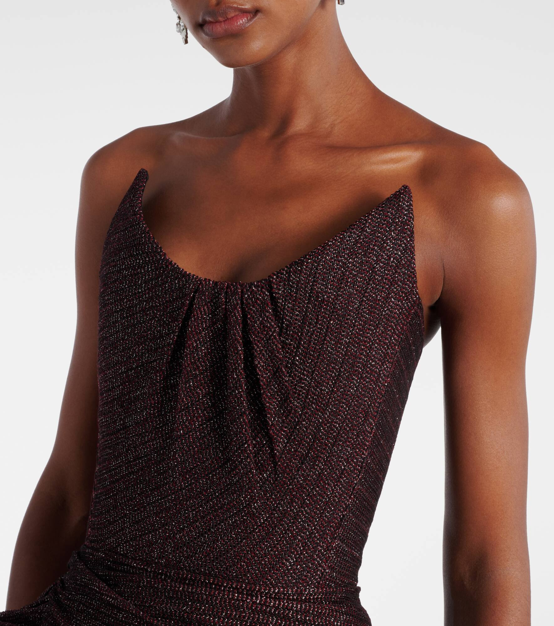 Lexicon draped gathered lamé gown - 4