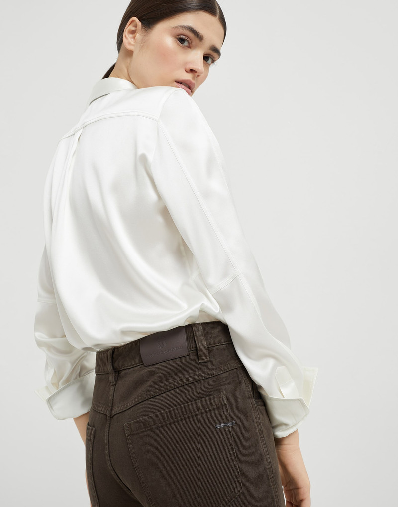 Dyed denim five-pocket straight trousers with shiny bartack 3