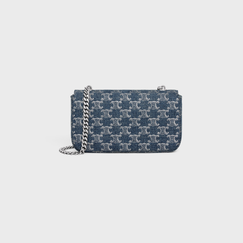 CHAIN SHOULDER BAG CLAUDE in DENIM WITH TRIOMPHE ALL-OVER 3