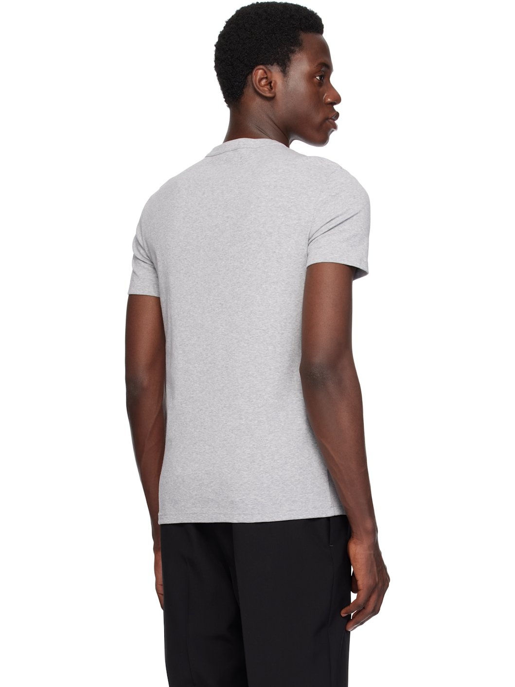 Gray Cotton Stretch Jersey T-shirt - 3