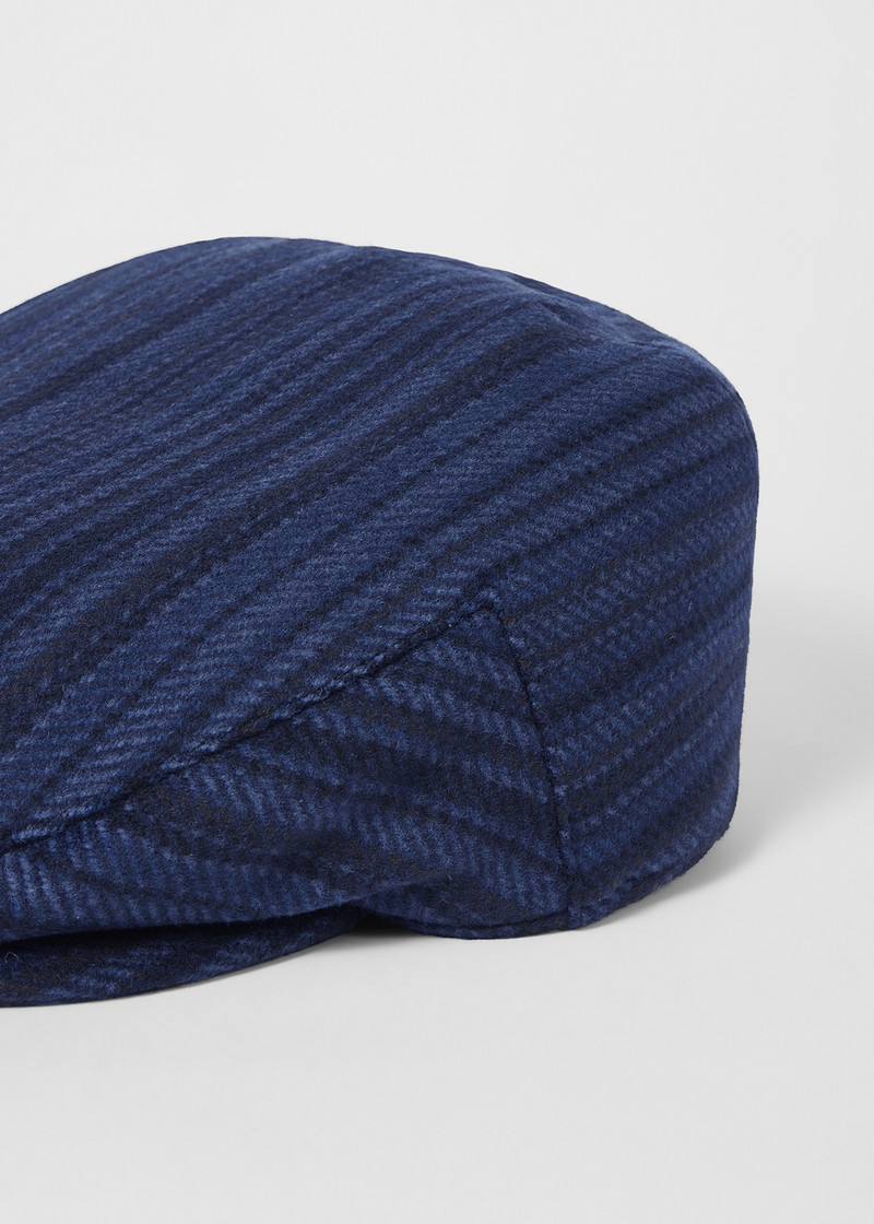 Navy 'Signature Stripe' Flat Cap 3