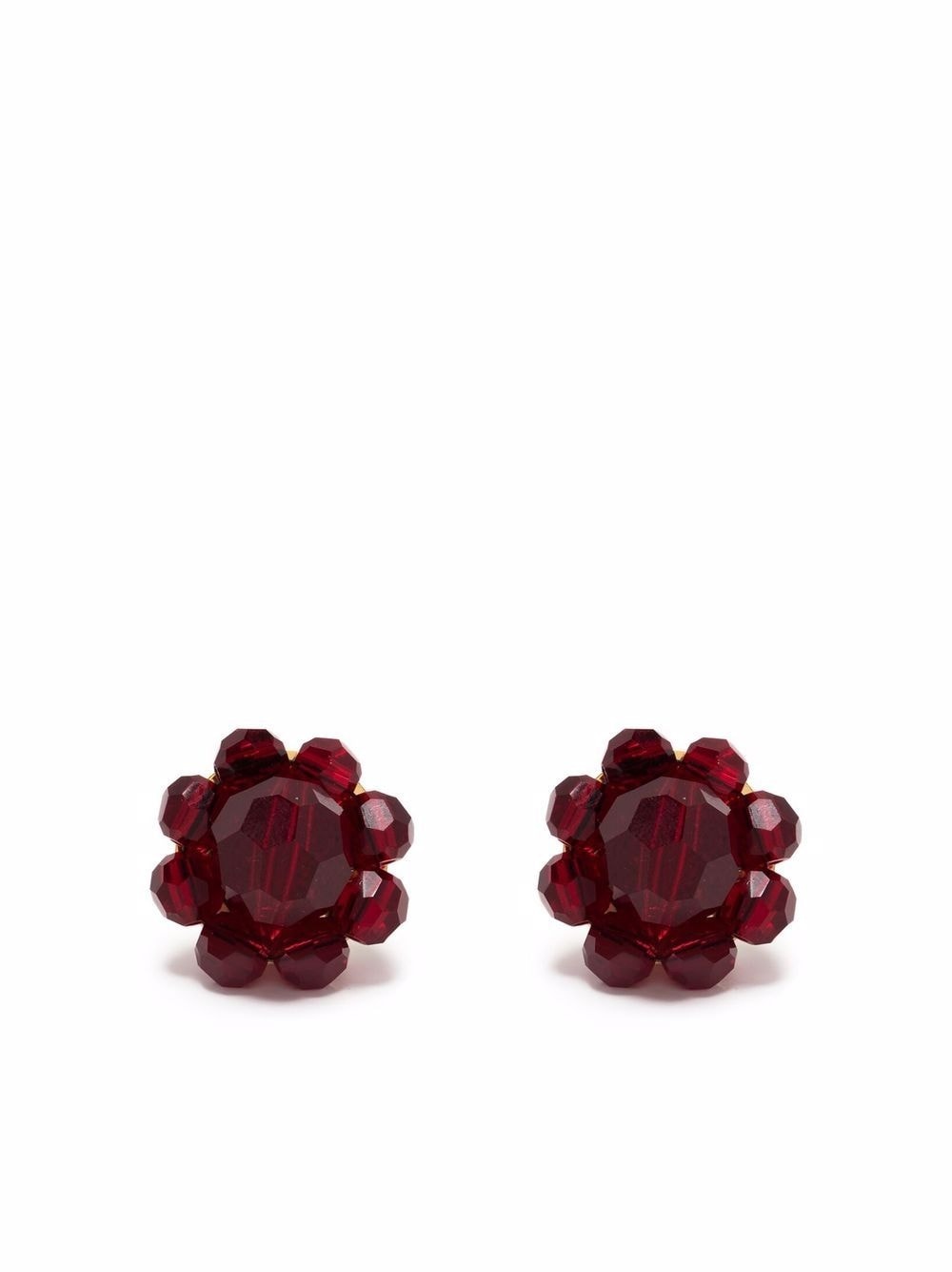 beaded flower stud earrings - 1