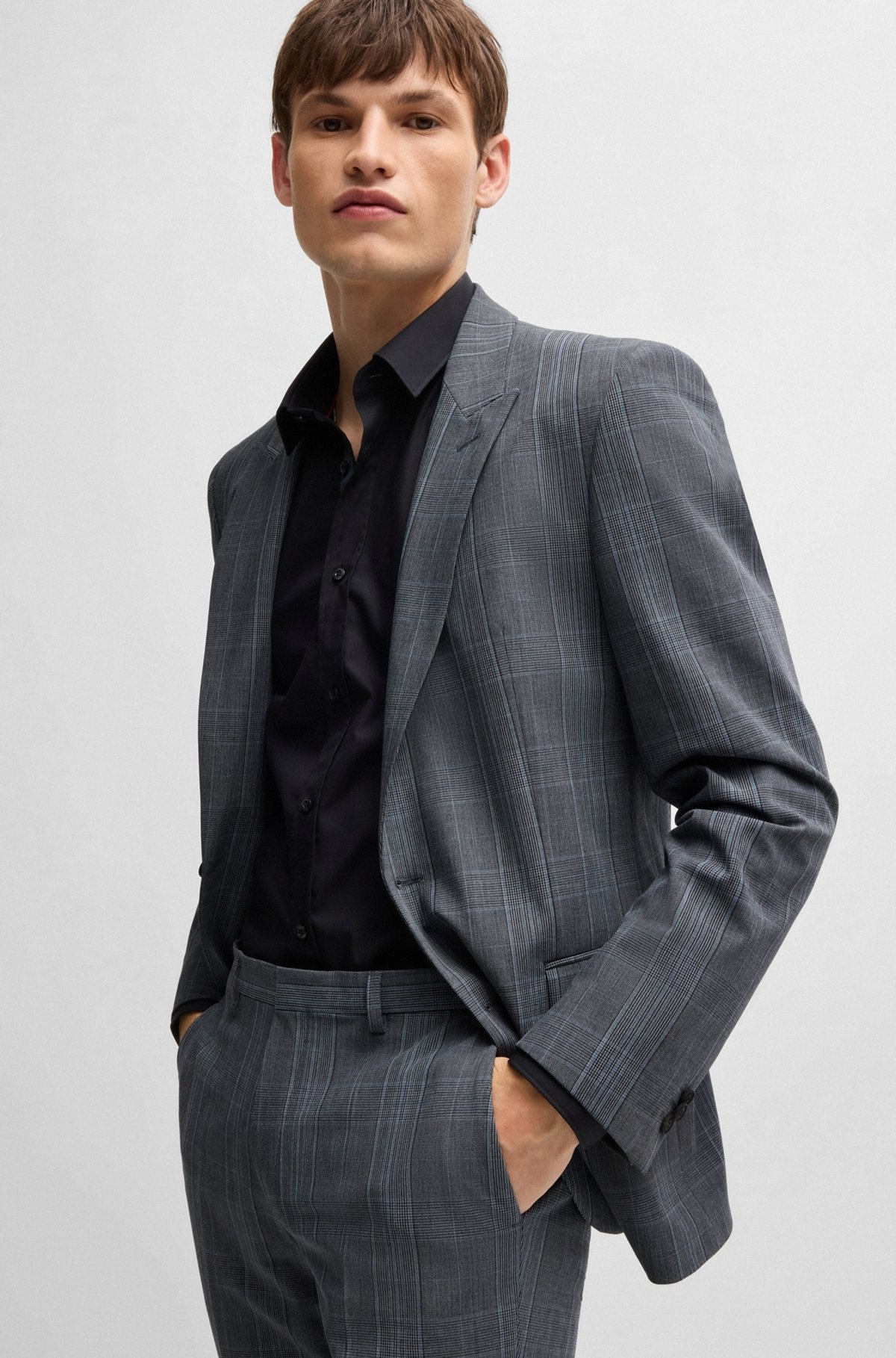 EXTRA-SLIM-FIT TROUSERS IN CHECKED STRETCH FABRIC - 5