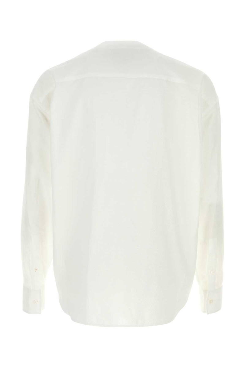 GIORGIO ARMANI White Seersucker Shirt Exterior: Cotton Camicie outlook