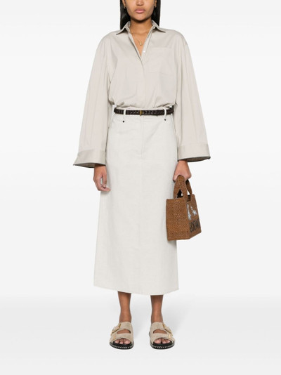 Brunello Cucinelli linen-blend straight skirt outlook