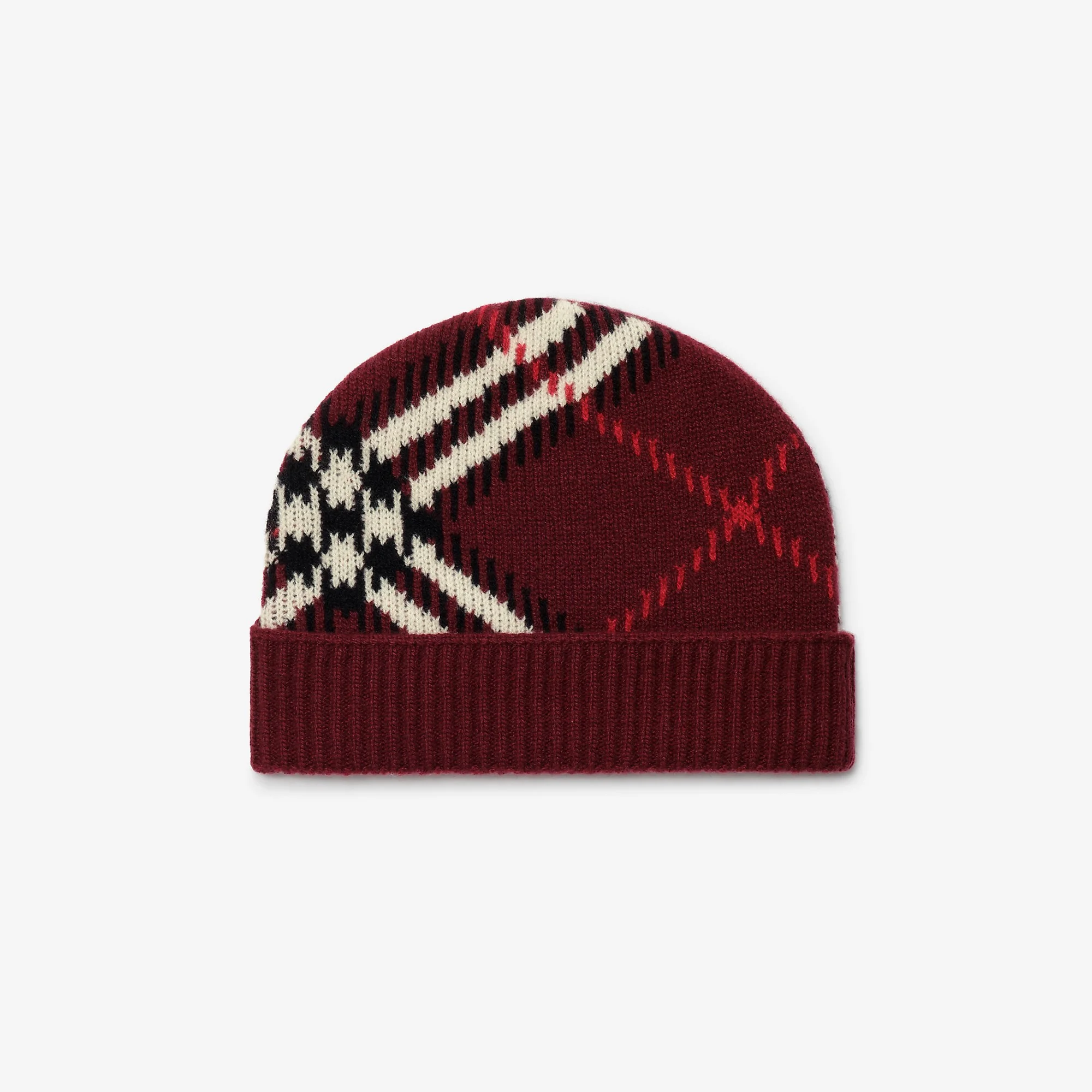 Check Cashmere Blend Beanie - 1