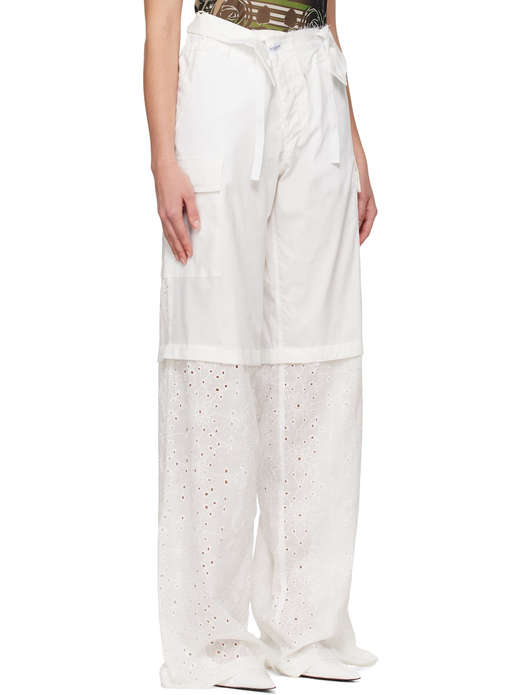 White Baggy Cargo Pants - 2