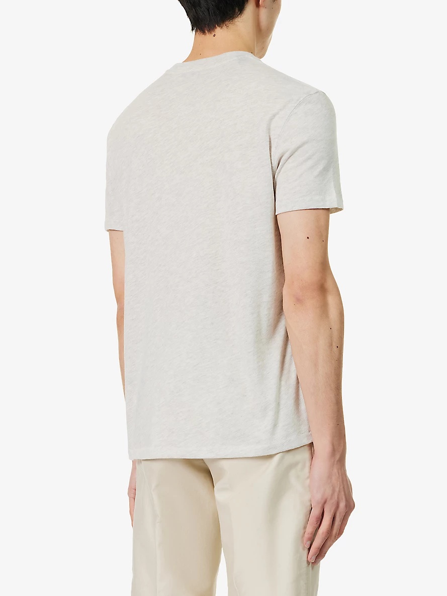 Brand-embroidered crewneck cotton-blend T-shirt - 4