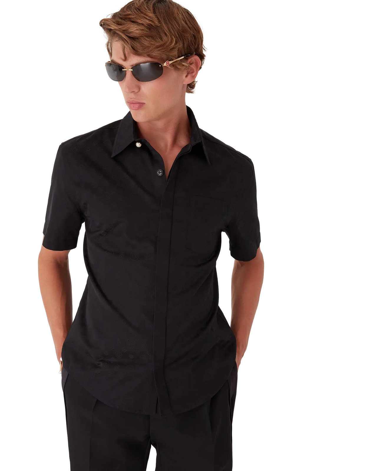 Cotton Monogram Short Sleeve Shirt | Casablanca Paris - 4